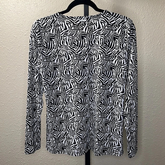 Michael Michael Kors Womens Printed Twist Keyhole stretchy top LG & SM BLK/WHT - Picture 8 of 8